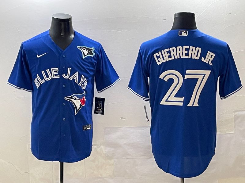 Men Toronto Blue Jays #27 Guerrero jr Blue Game 2025 Nike MLB Jersey style 3